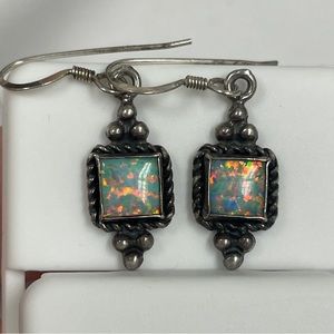 Sterling Silver Opal Earrings